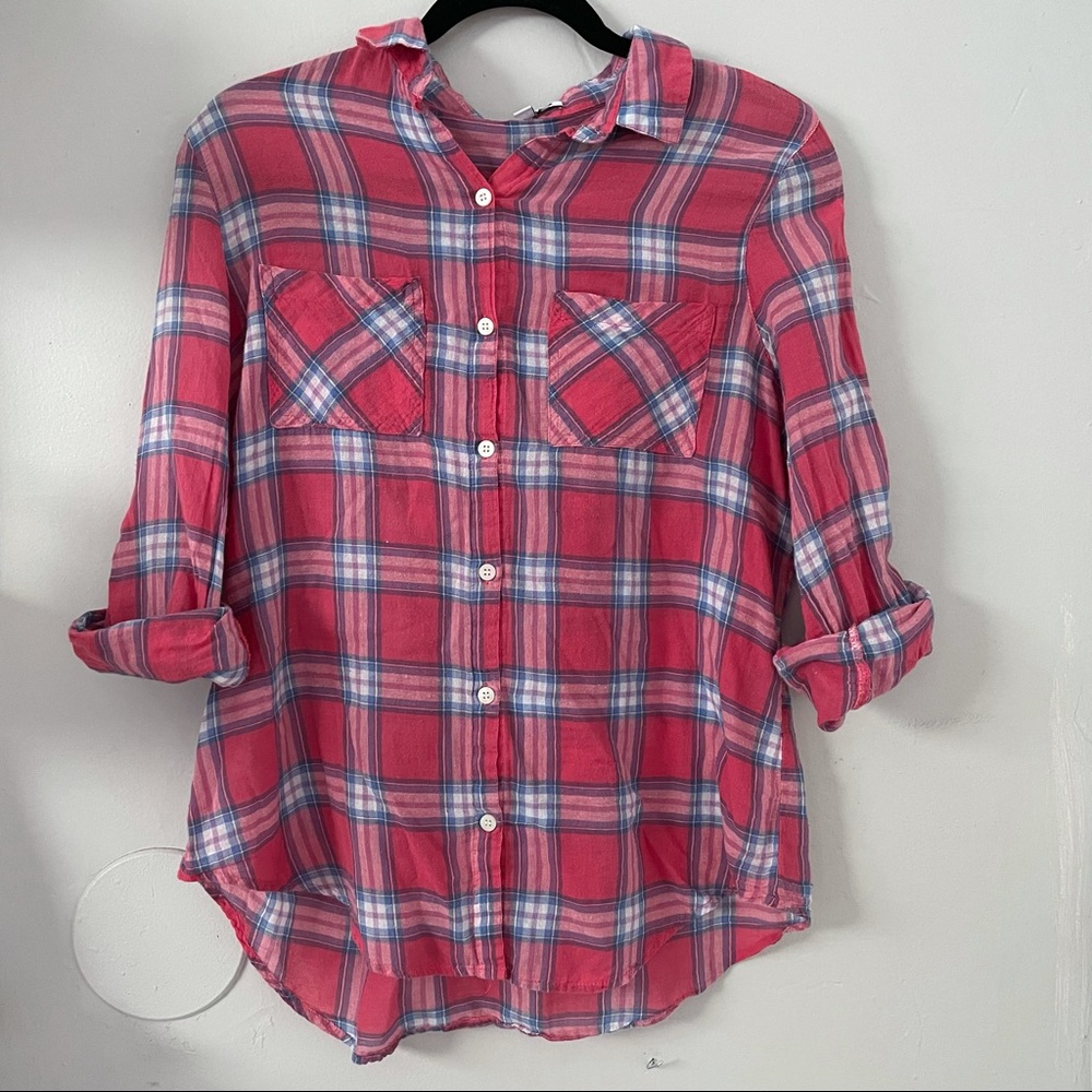 Cotton on medium button up. Pink blue and white